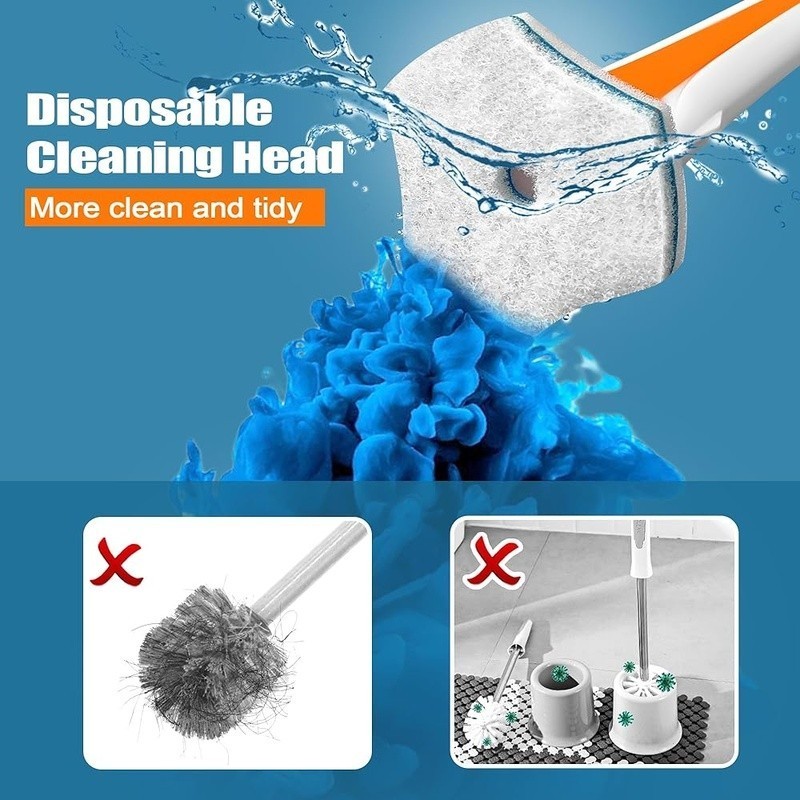 Disposable Toilet Brush 40 Refills Cleaning Kit Easy Use Multi Surface Cleaner