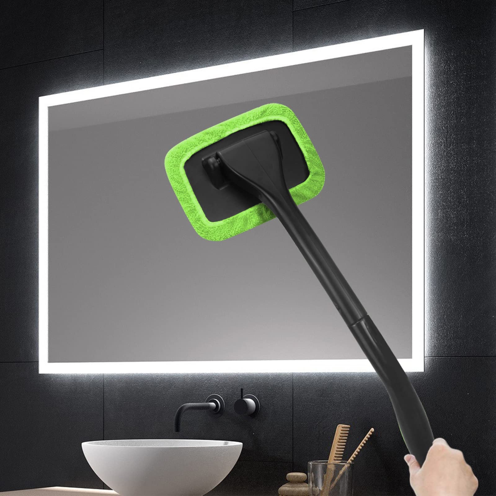 Car Windshield Cleaning Tool with 4 Reusable Microfiber Pads and Extendable