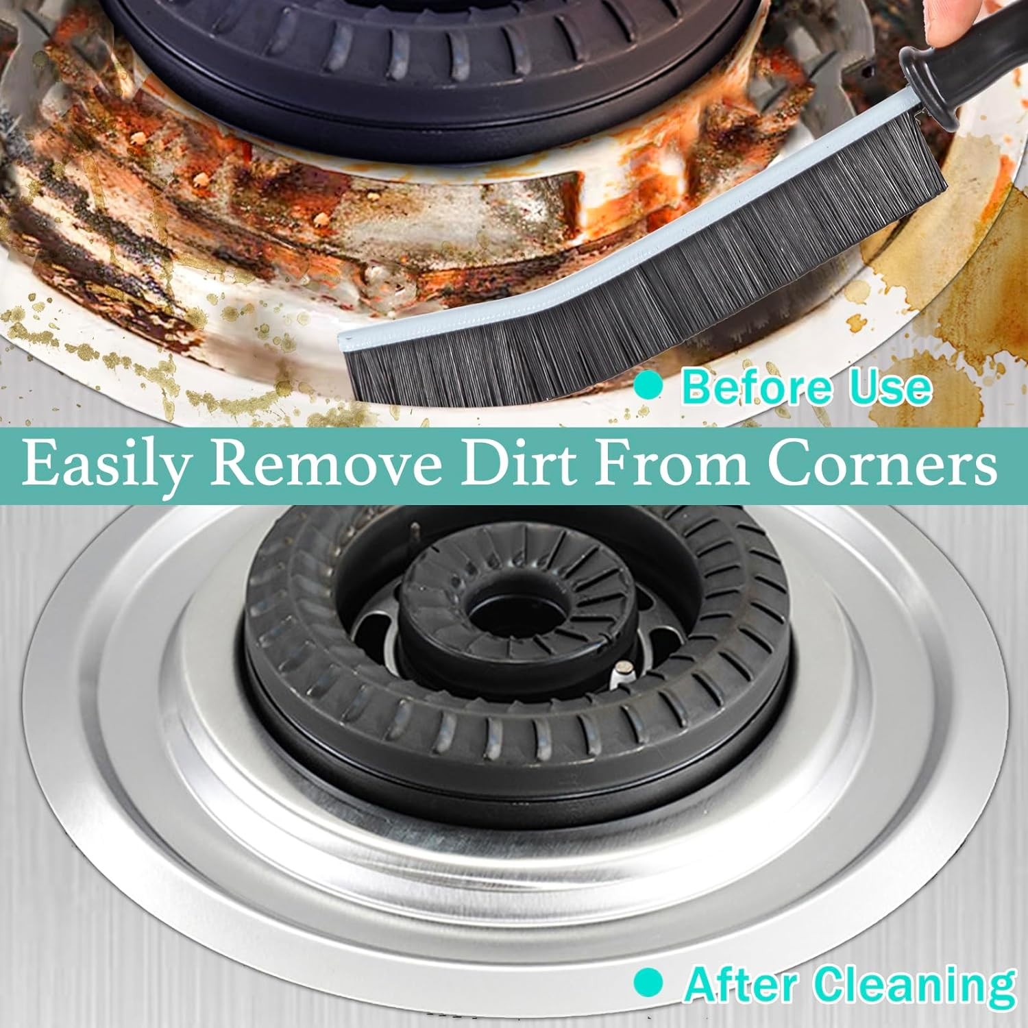 Hard Bristle Crevice Cleaning Brush Set Tile Grout Gap Scrubber 3pc