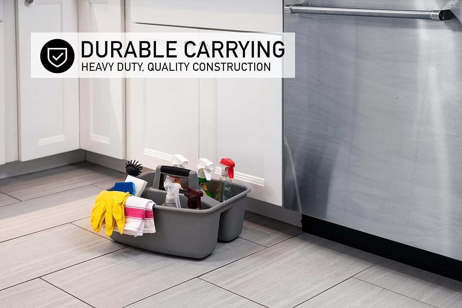 MightyTuff All-Purpose Cleaning Caddy – Durable & Portable – 2 Count, Grey/Black