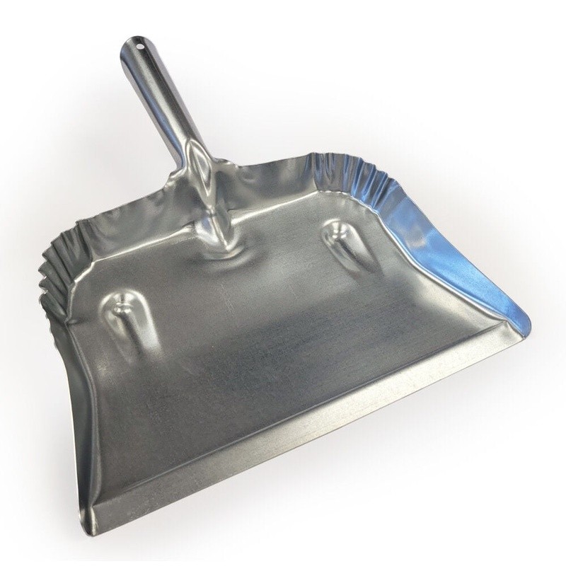 Heavy Duty Galvanized Steel Dustpan Long Handle Durable Workshop Janitor Tool US