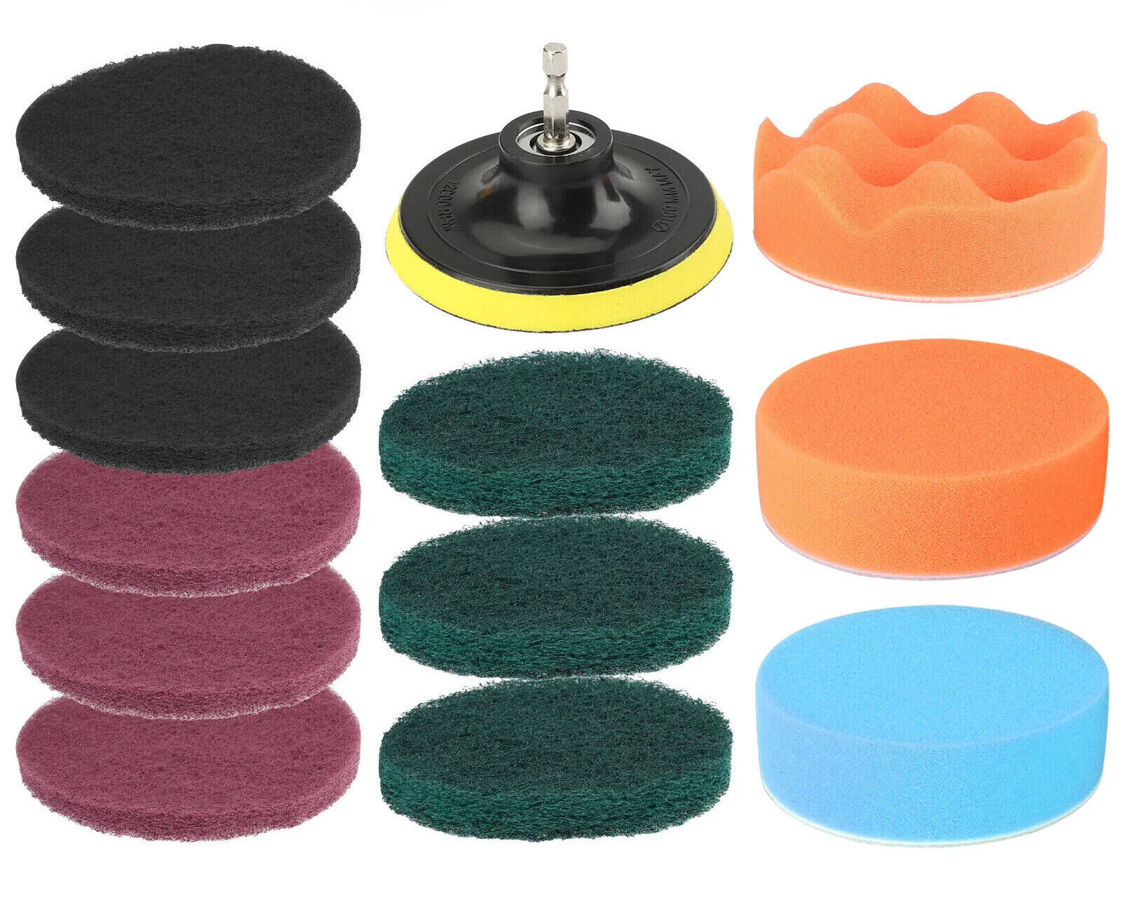 14pcs 4Inch Car Buffing Pads Polishing for Drill Sponge Kit Waxing Foam Polisher
