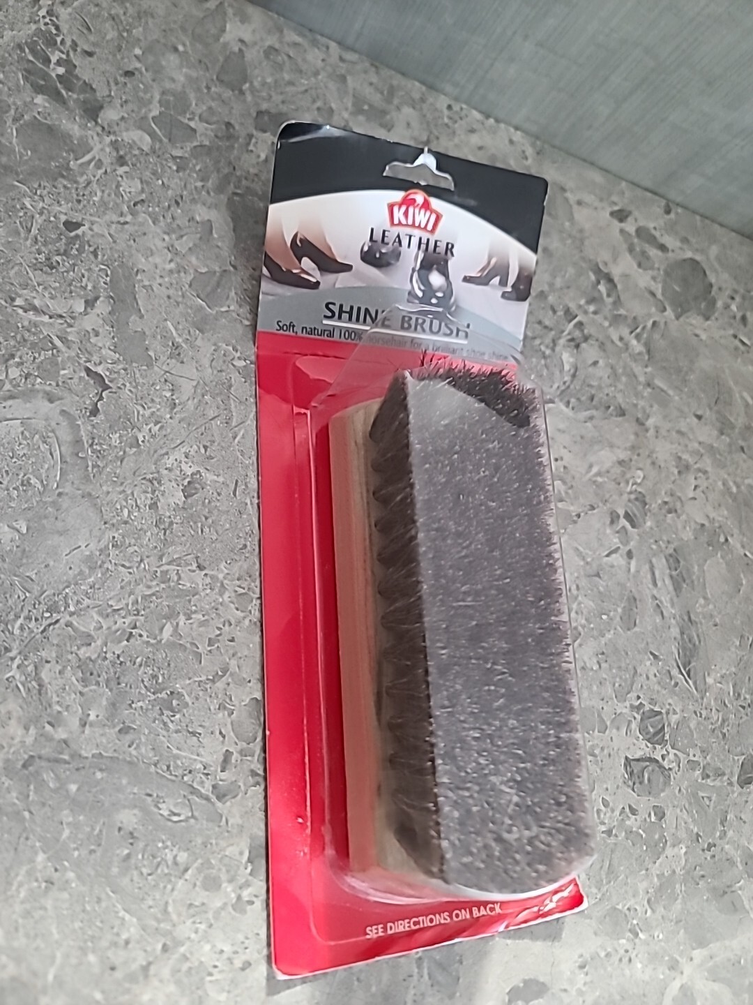 KIWI Wood Handle HORSE HAIR Bristol Shoe Shine Brush New open box
