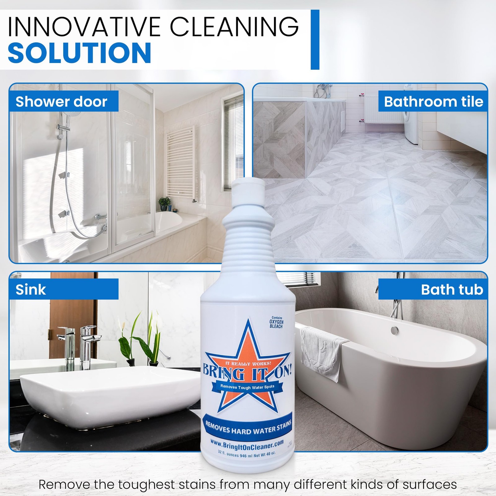 Bring It On Grout Cleaner, Hard Water Stain Remover, Remove Spots on Shower D…