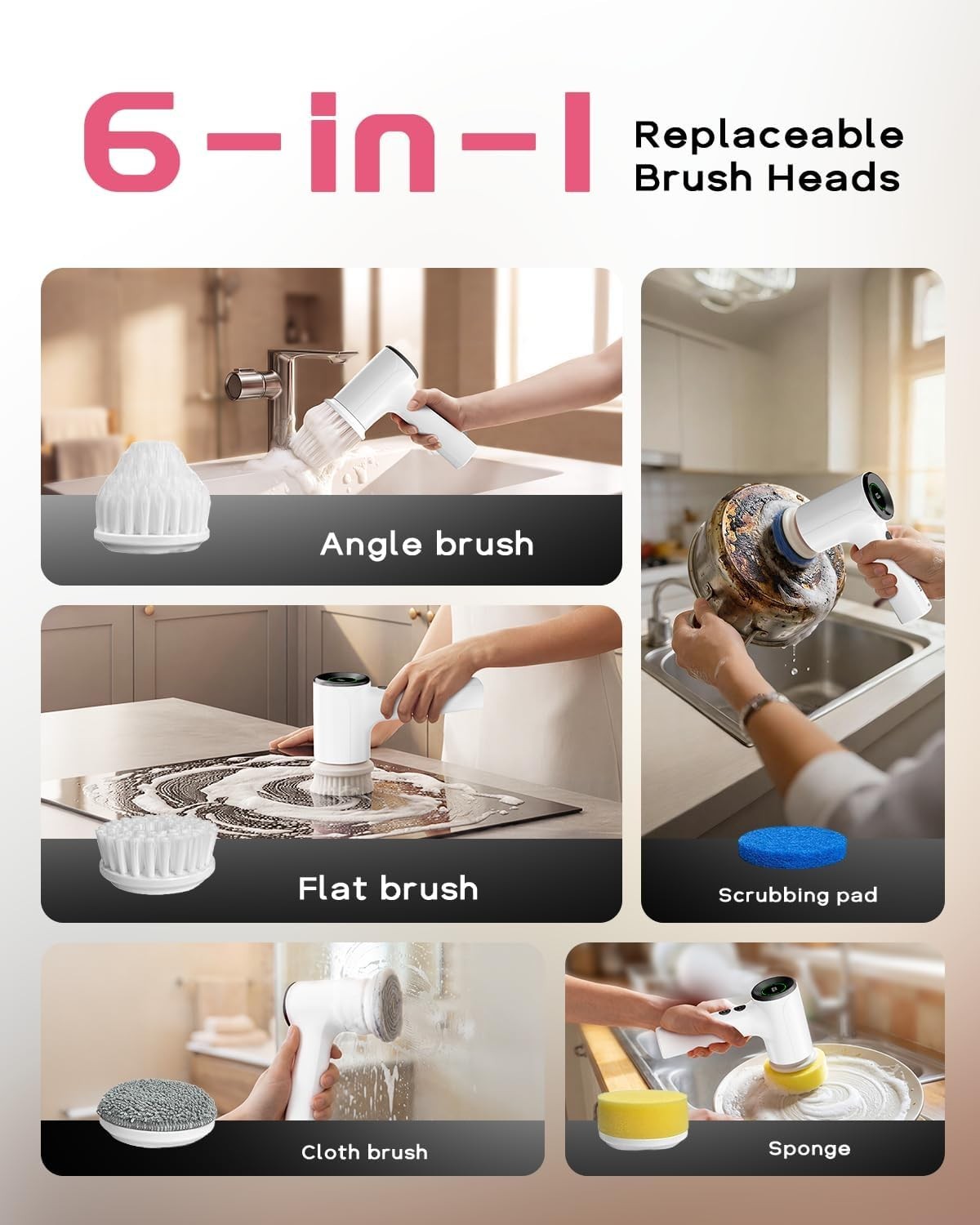 Shower Scrubber, Electric Spin Scrubber for Bathroom Cleaning – Cordless Show…