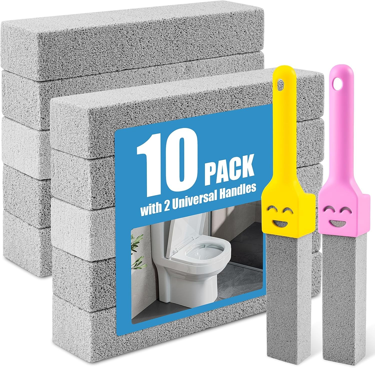10 Pack Pumice Stone with 2 Handles Toilet Bowl Cleaner Ring Remover Pumice St