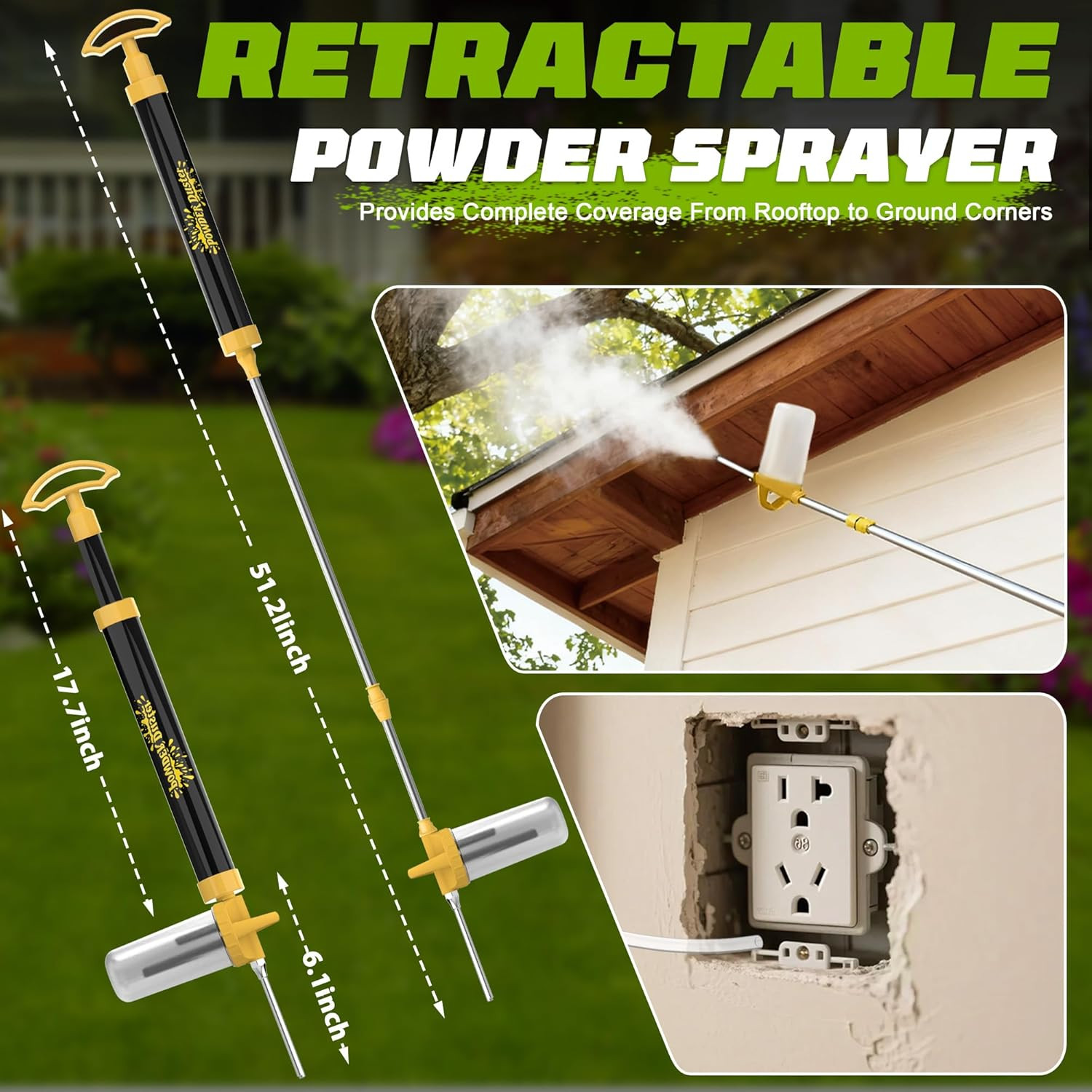 Diatomaceous Earth Duster, Upgraded Powder Duster, Powder Sprayer with Adjustabl