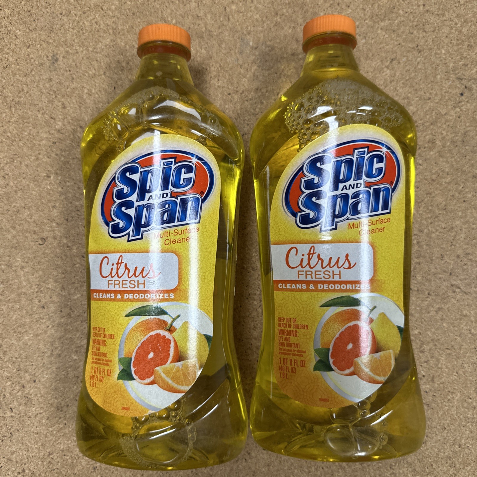 Lot Of 2 Spic and Span Multi-Surface Cleaner Citrus Fresh / 40 FL OZ