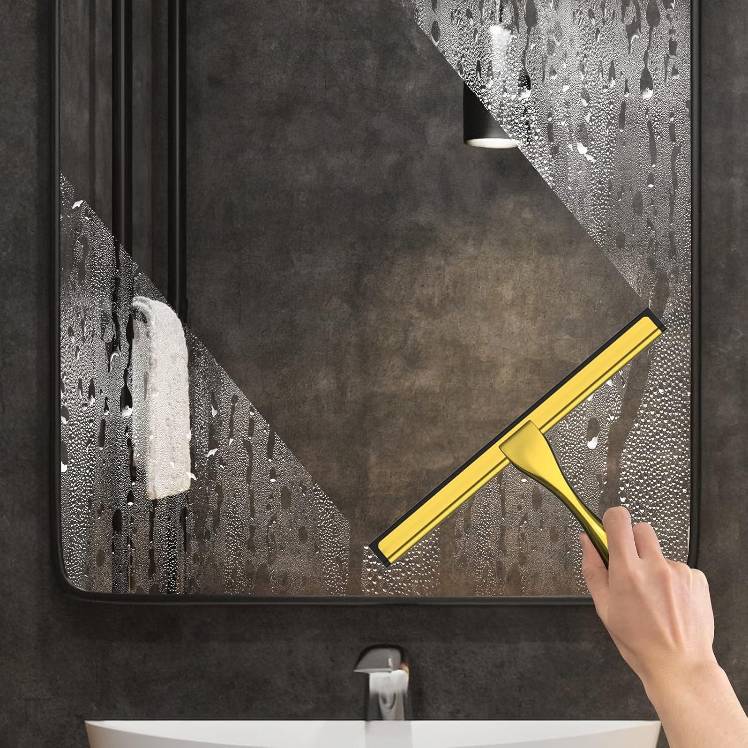 All-Purpose Stainless Steel Shower Squeegee for Assorted Golden , 10 Inch