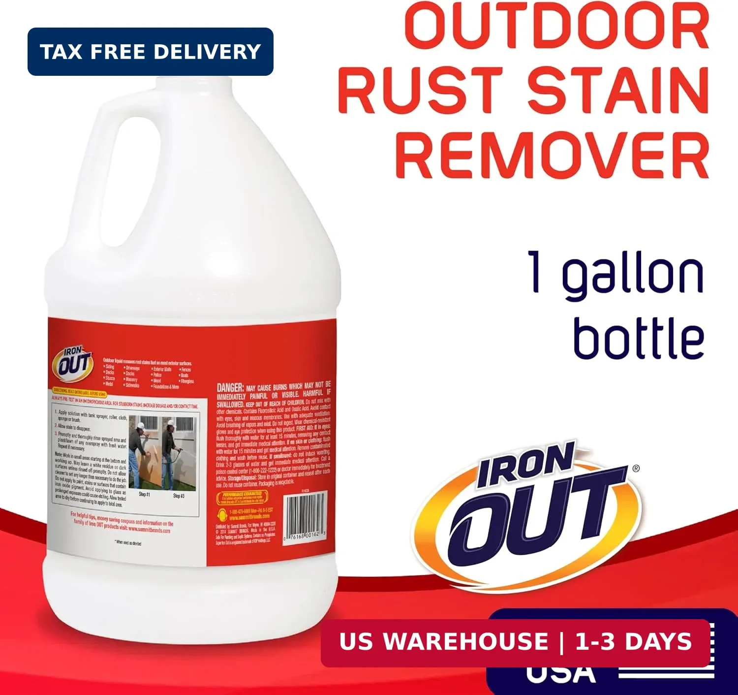 Iron OUT Liquid Rust Stain Remover, Pre-mixed, Quickly Removes Rust Stains from