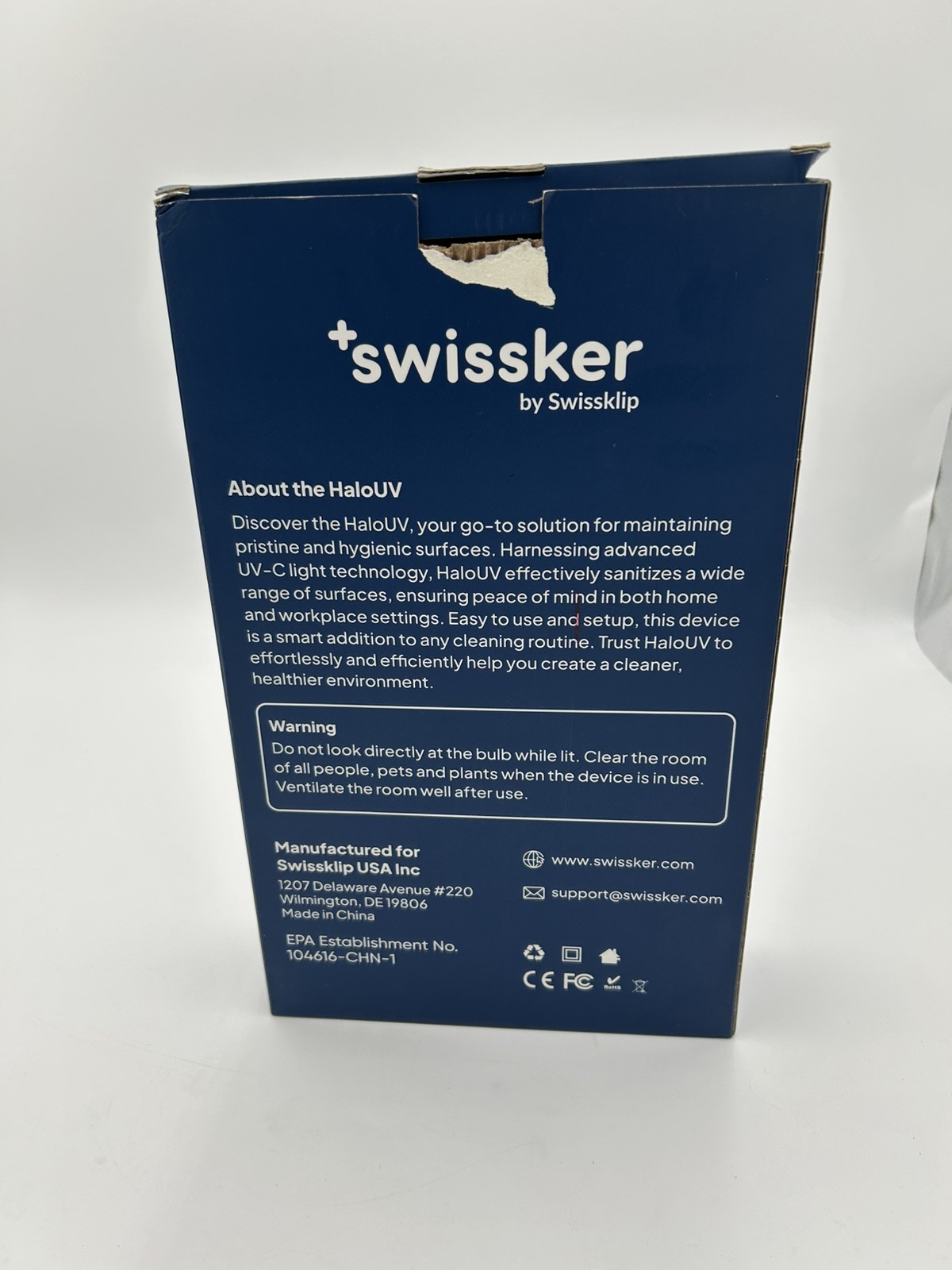 HaloUV Swissker by Swissklip Home Disinfection Device missing remote NewOpenBox