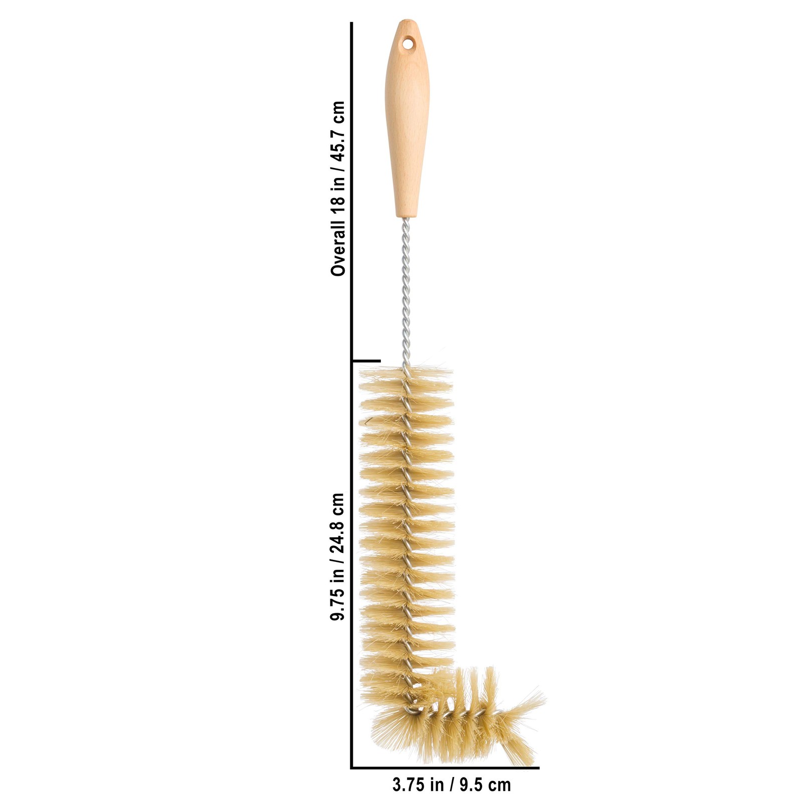 Natural Pig Bristle Radiator Brush with Oiled Beechwood Handle, 18-1/2-Inches