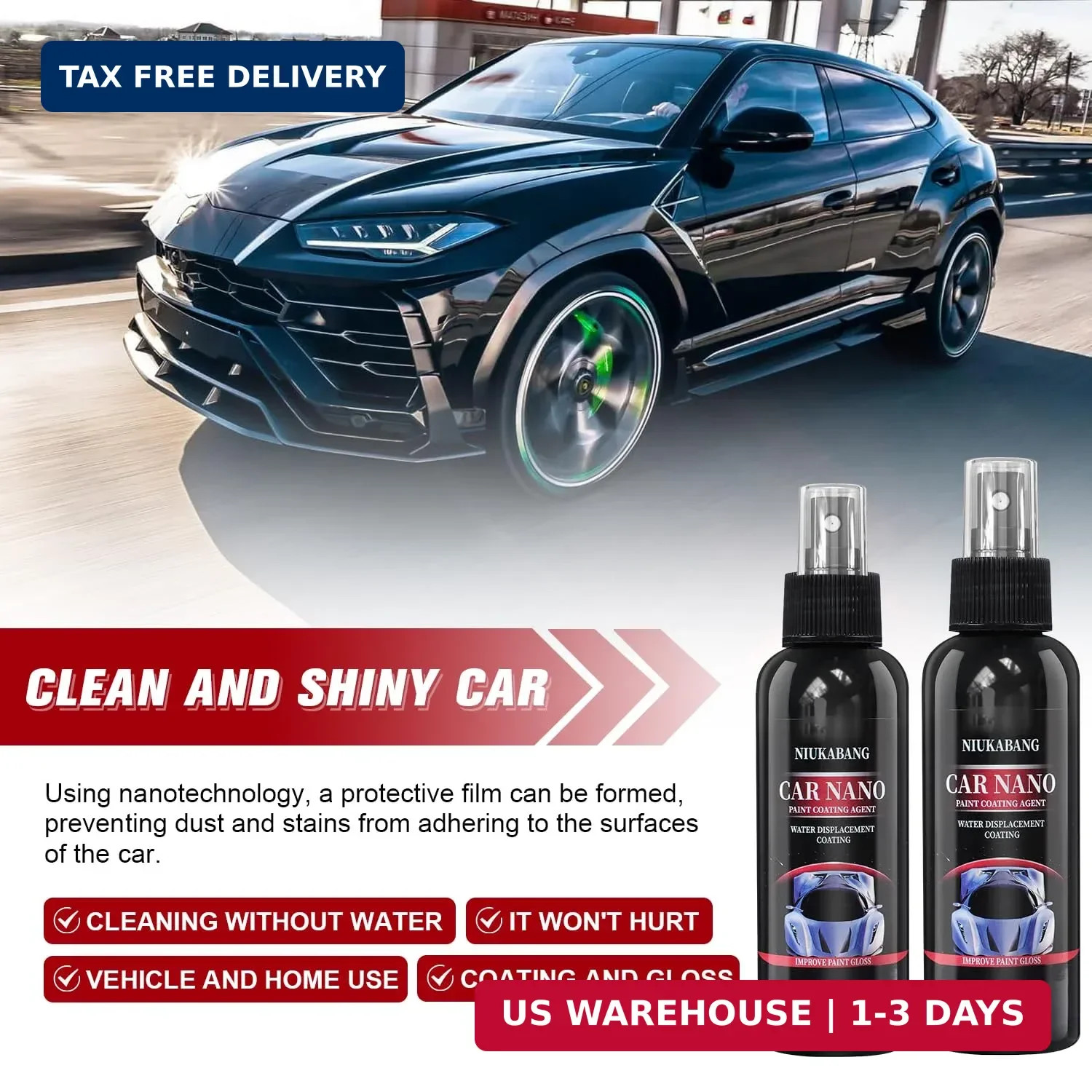 Instant Scratch Repair & Hydrophobic Coating – 2PCS Nurafix Car Nano Spray 240ml