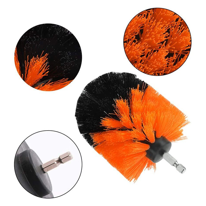 Drill Brush Set Power Scrubber Drill Attachments For Carpet Tile Grout Orange