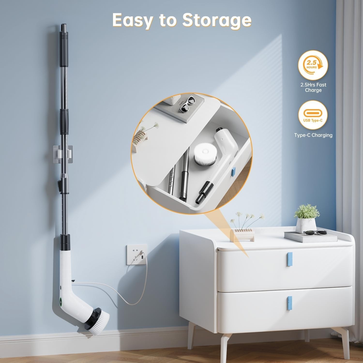 Fregadora eléctrica giratoria, fregadora de ducha inalámbrica con 8 cepillos NEW