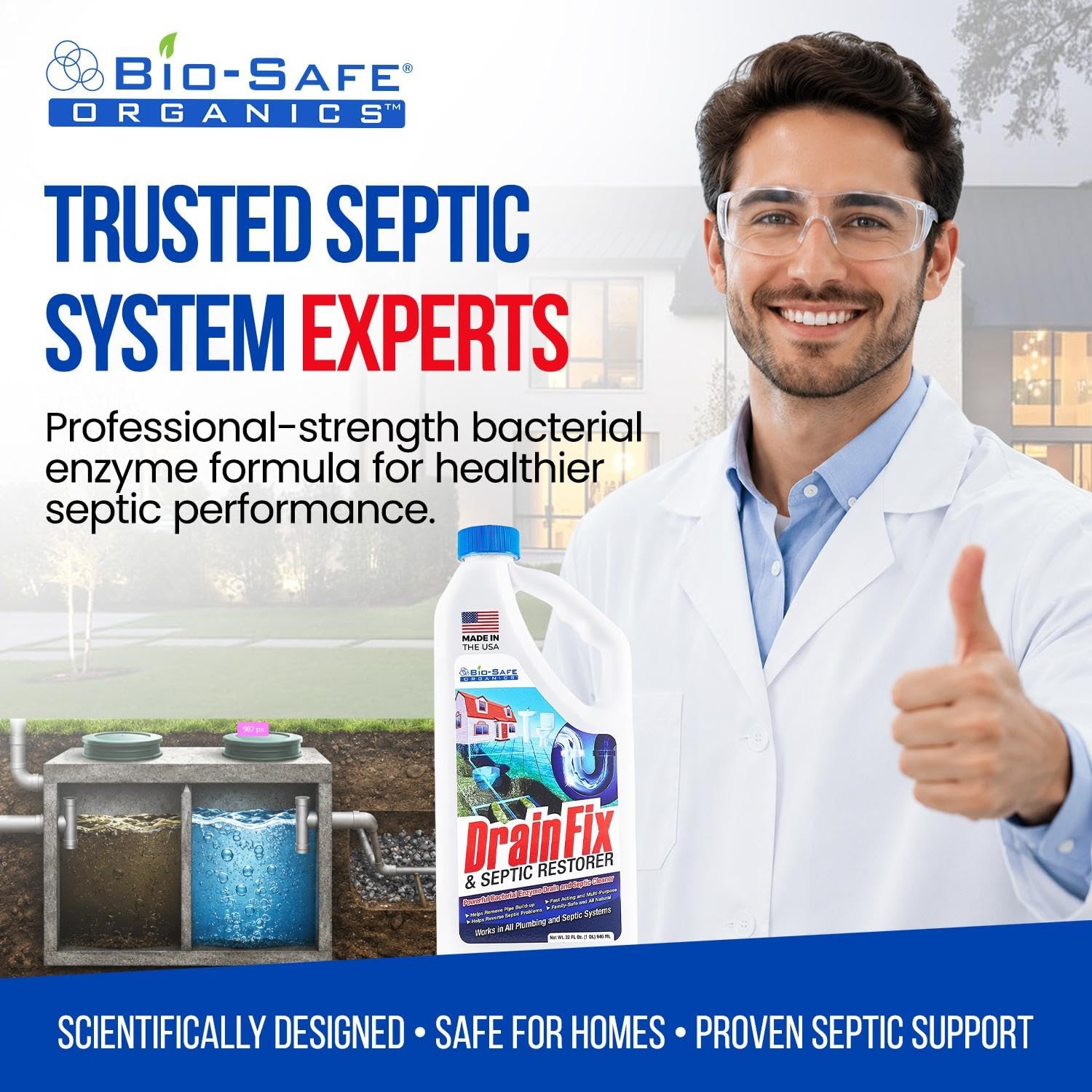 DrainFix & Septic Restorer 32 oz Enzyme Septic Tank Treatment & Drainfield