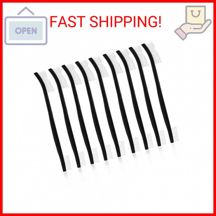 Abeillo Double-Ended Nylon Cleaning Brushes, Set of 9, Black & White, Plastic Ha