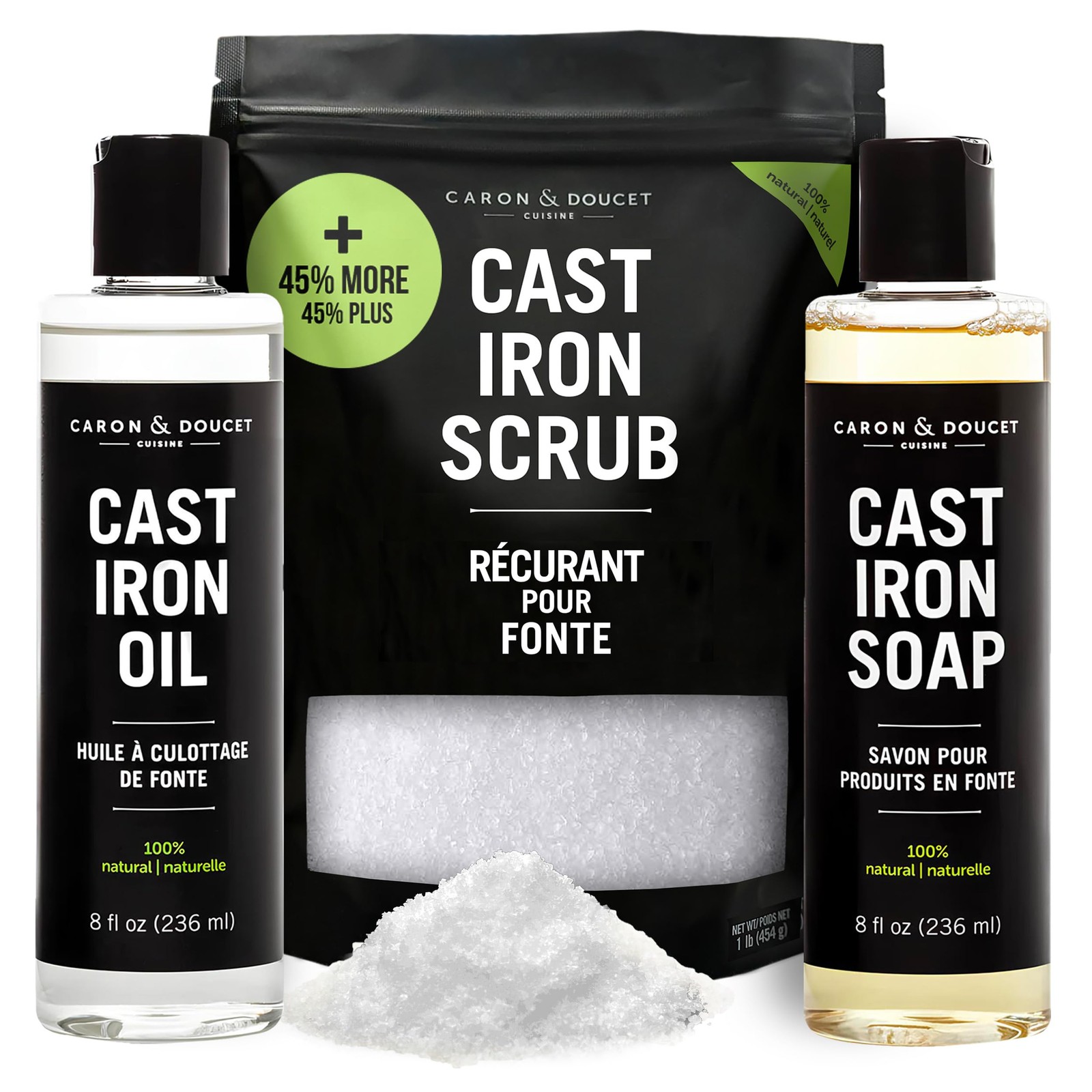 – New Ultimate Cast Iron Set: Seasoning Oil, Cleaning Soap & Restoring Scrub …