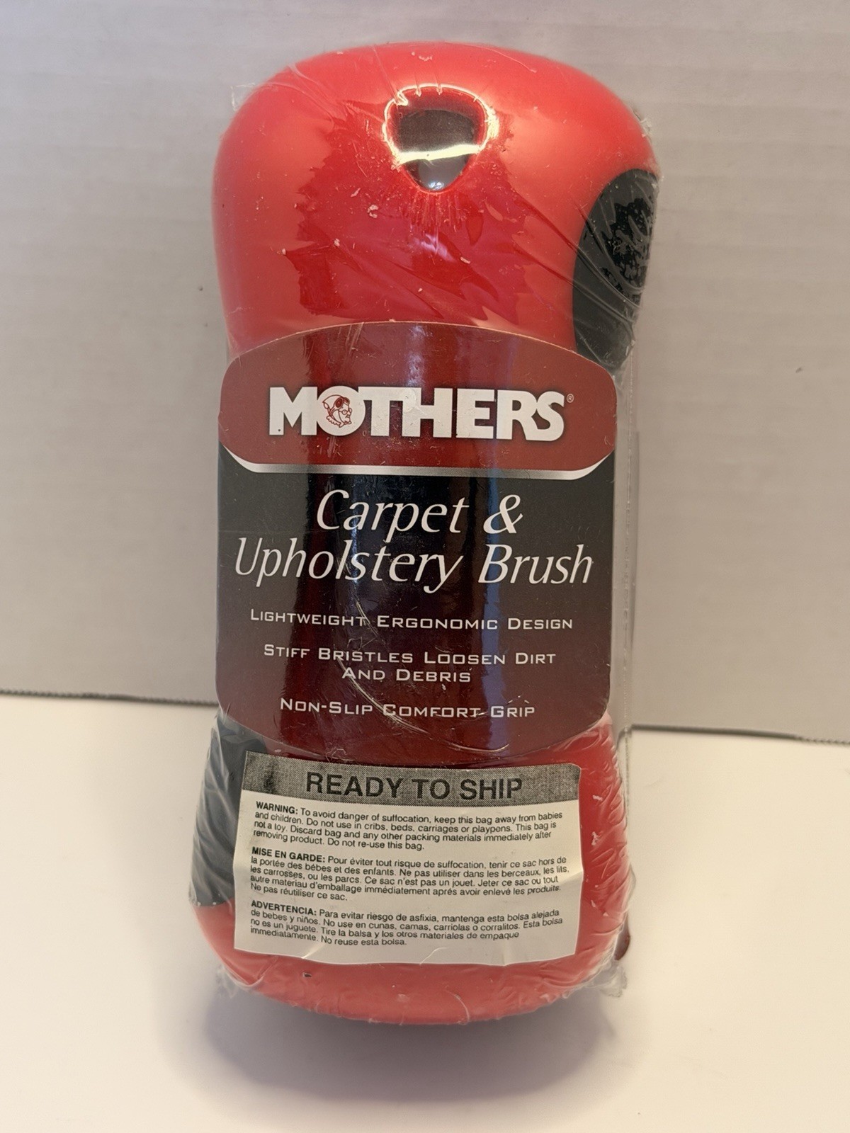 Mothers Stiff Bristle Carpet and Upholstery Cleaning Scrub Brush for Automotive,