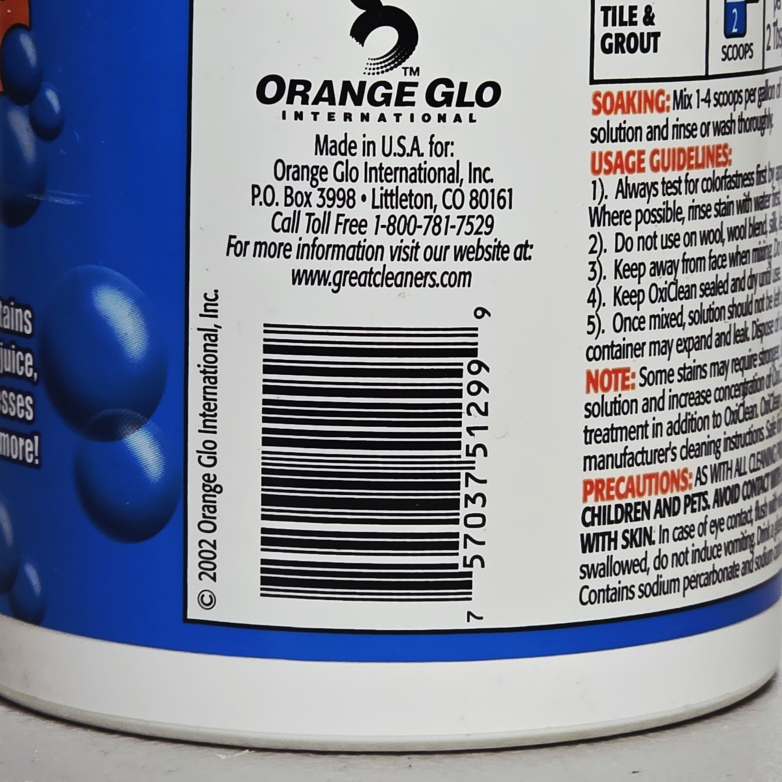 NOS OxiClean Stain Remover Powder 1.5 Lb Cleaning Laundry 2002 Orange Glo
