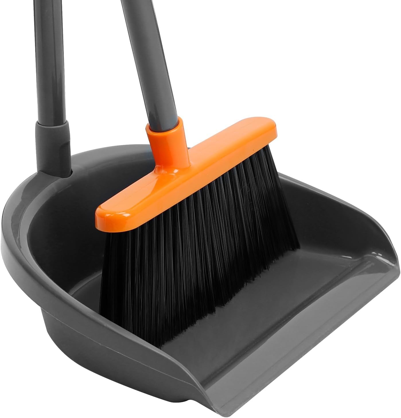 Broom and Dustpan Set ，Long Handle Broom with Upright Standing Dust
