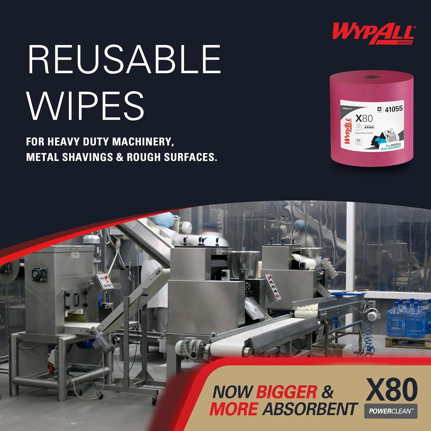 High Absorbent Cleaning Cloths 455 Sheets, Red Jumbo Roll