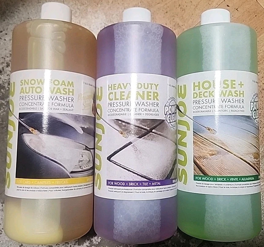 Sun Joe 3 Pack Pressure Washer Concentrate Formula, Biodegradable Detergent Trio
