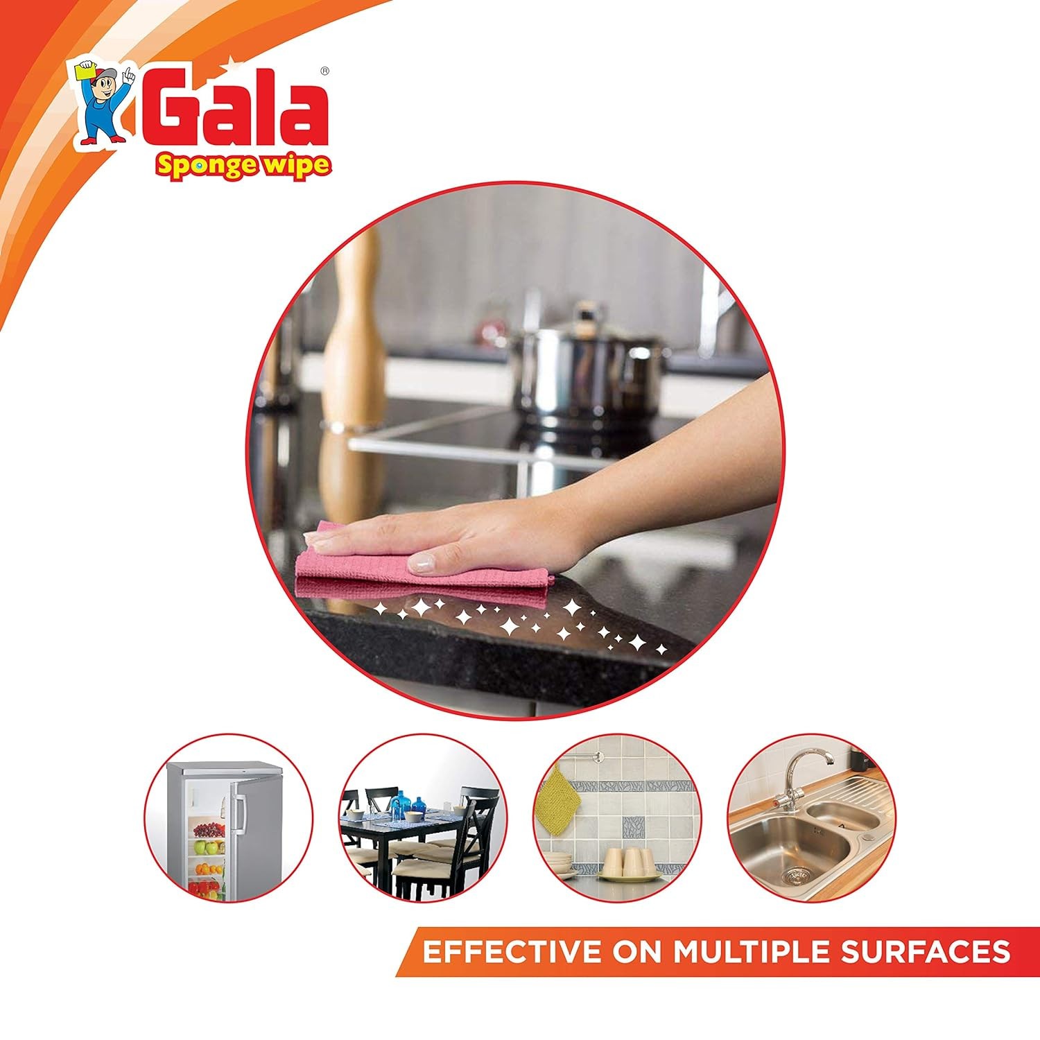 Gala Sponge Wipe for Kitchen & Household 5 Pcs Pack (Multipurpose)