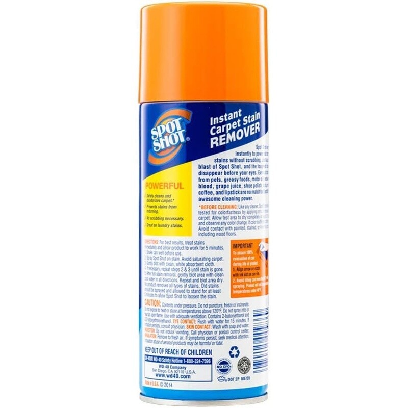 Instant Carpet Stain Remover Aerosol No Scrub Pet Food Wine Coffee Grease 14 oz