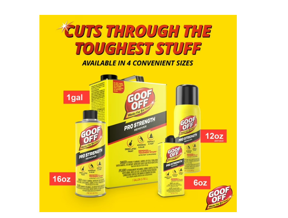Goof Off FG653 Professional Strength Remover, Pourable 16-Ounce, Liquid, 3PK