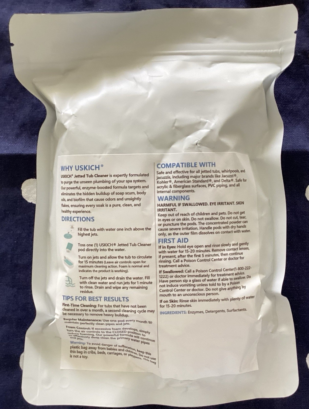 USKICH Jetted Tub Cleaner Pods Unscented 20 Pack 14.1 oz Septic Safe