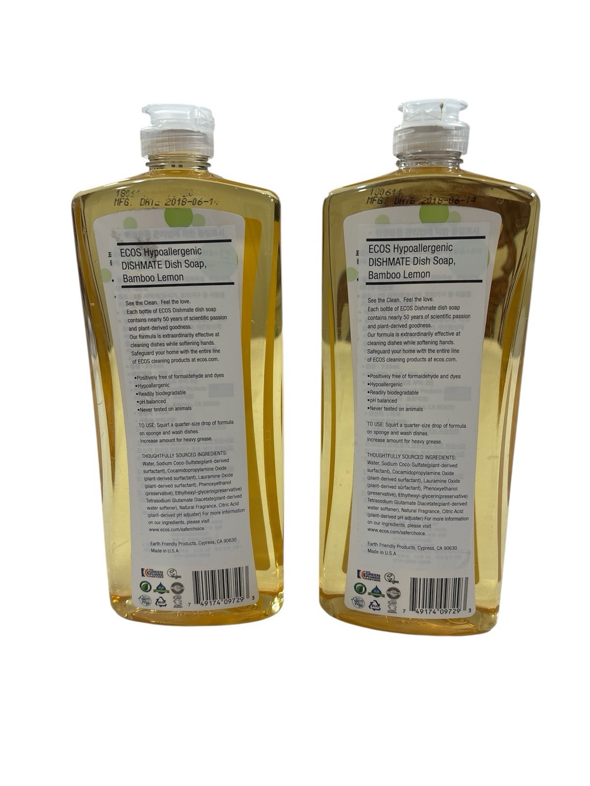 ECOS Dishmate Dish Liquid Bamboo Lemon 2x – 25 fl. oz.
