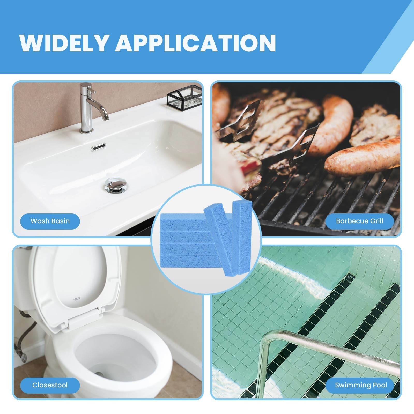 14 PCS Pumice Stone Toilet Bowl Cleaner Set for Bathroom, Kitchen, Pool & Grill