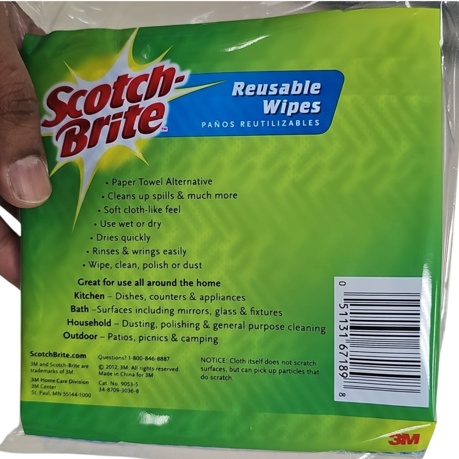 (2-5/pk)-3M Scotch-Brite Wipe Reusable Cleaning Cloth Model 9053-5