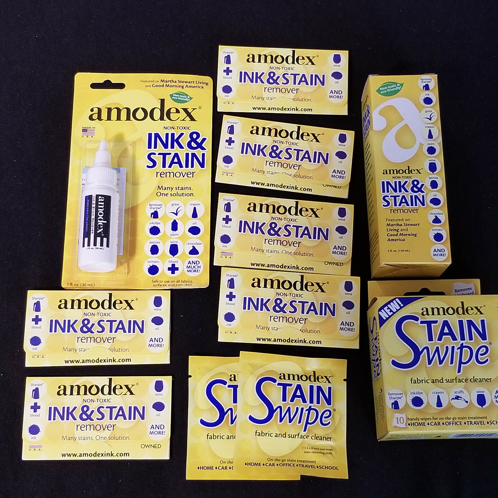 Amodex – Non-Toxic – Ink & Stain Remover & Stain Wipe Set – Brand New