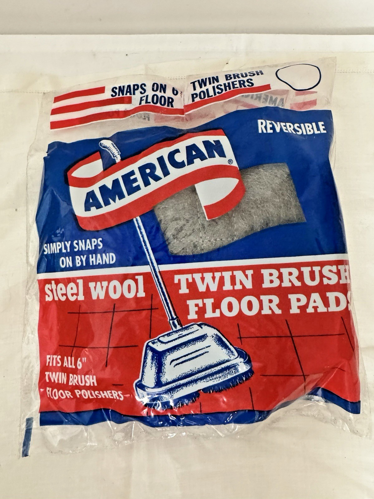 2 American Steel Wool Twin Brush Floor Pads Reversible For 6″ Floor Polisher