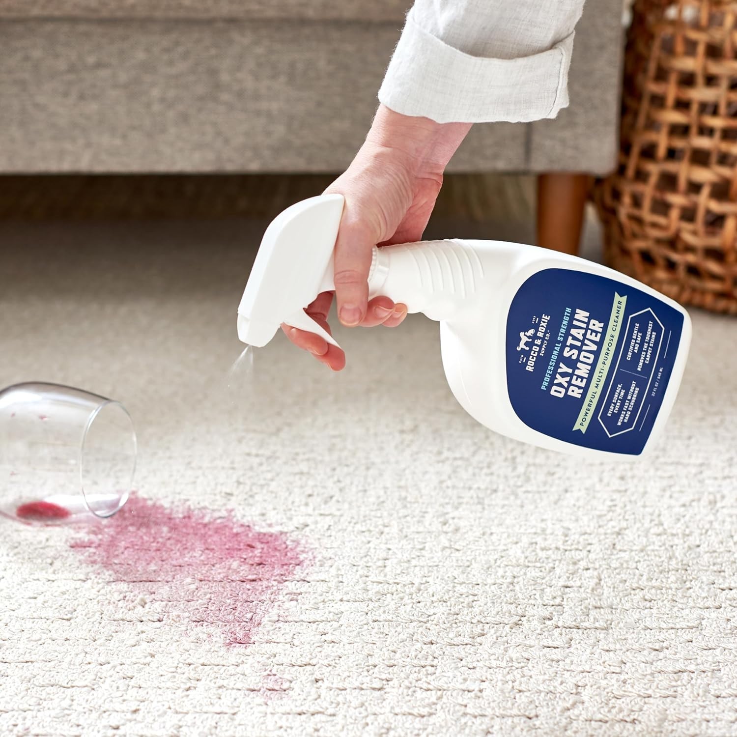 Rocco & Roxie Oxy Spray: Fast-Acting Carpet & Upholstery Stain Remover, 16 oz
