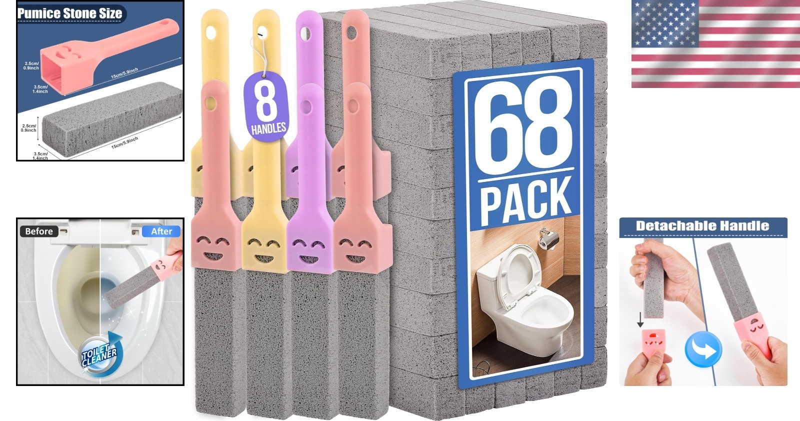 68 Pack Pumice Scouring Sticks – Bathroom & Kitchen Cleaner