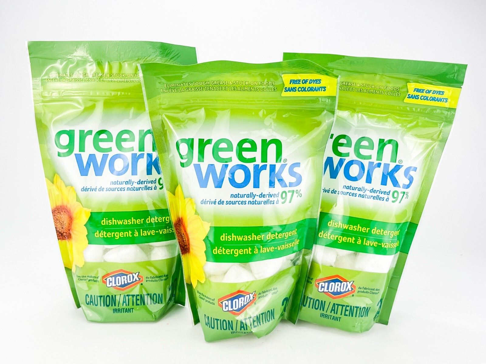 Clorox Green Works Dishwasher Detergent Packs 20ct Lot of 3 Dye Free
