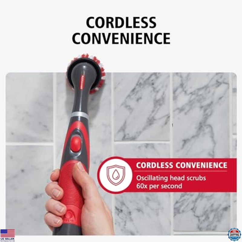 Cordless Electric Scrub Brush 18-Piece Kit, Water Resistant for Home & Bathroom