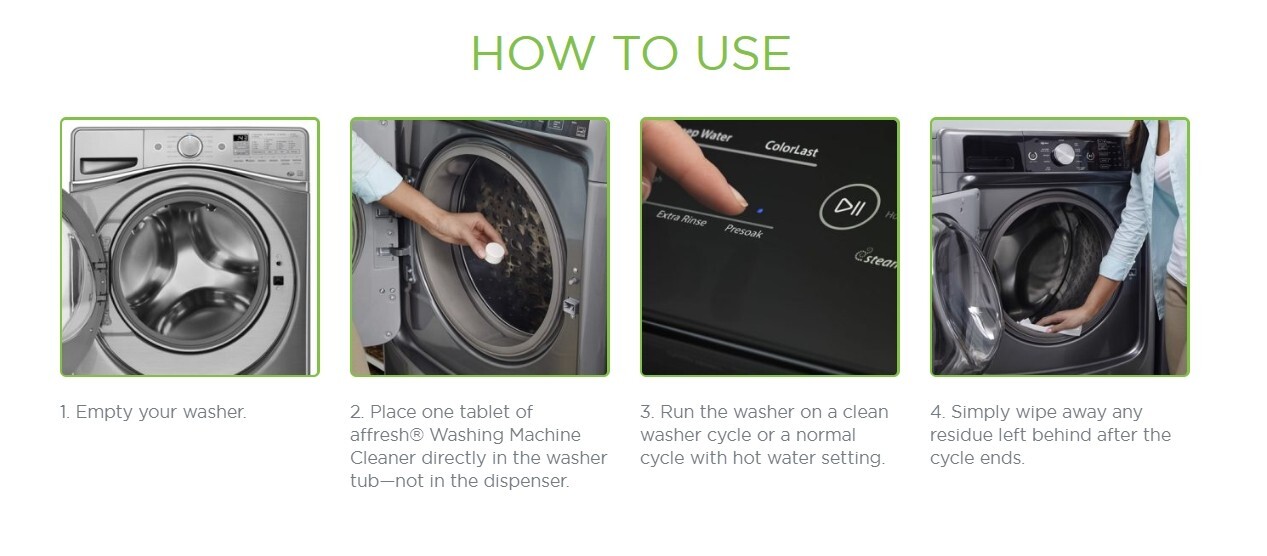 NEW 12-TABLETS affresh Washer Washing Machine Cleaner 1-YEAR SUPPLY Dirt Residue