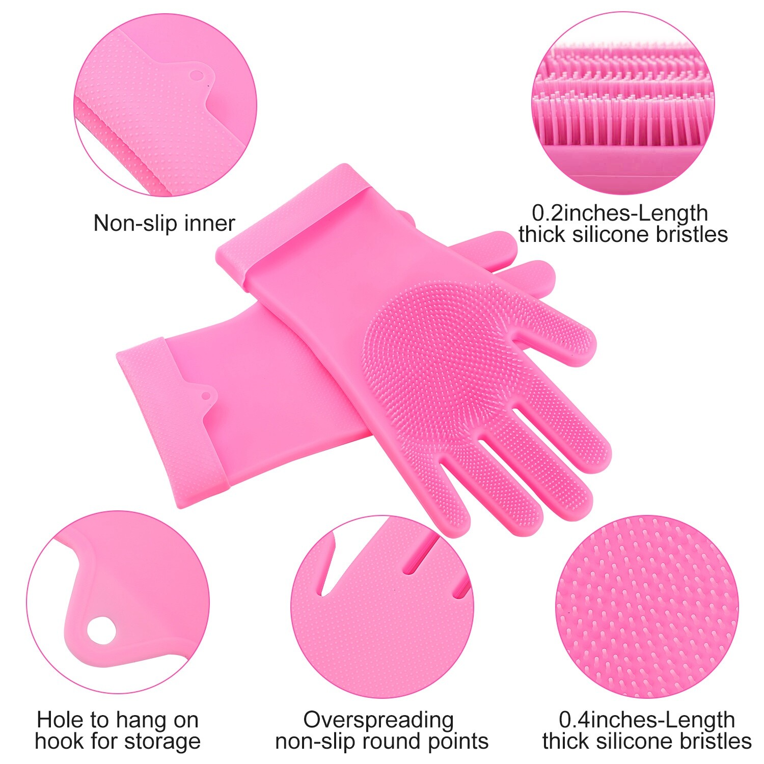 2 * Cleaning Gloves Dishwashing Gloves Silicone Reusable Cleaning Heat Resistant