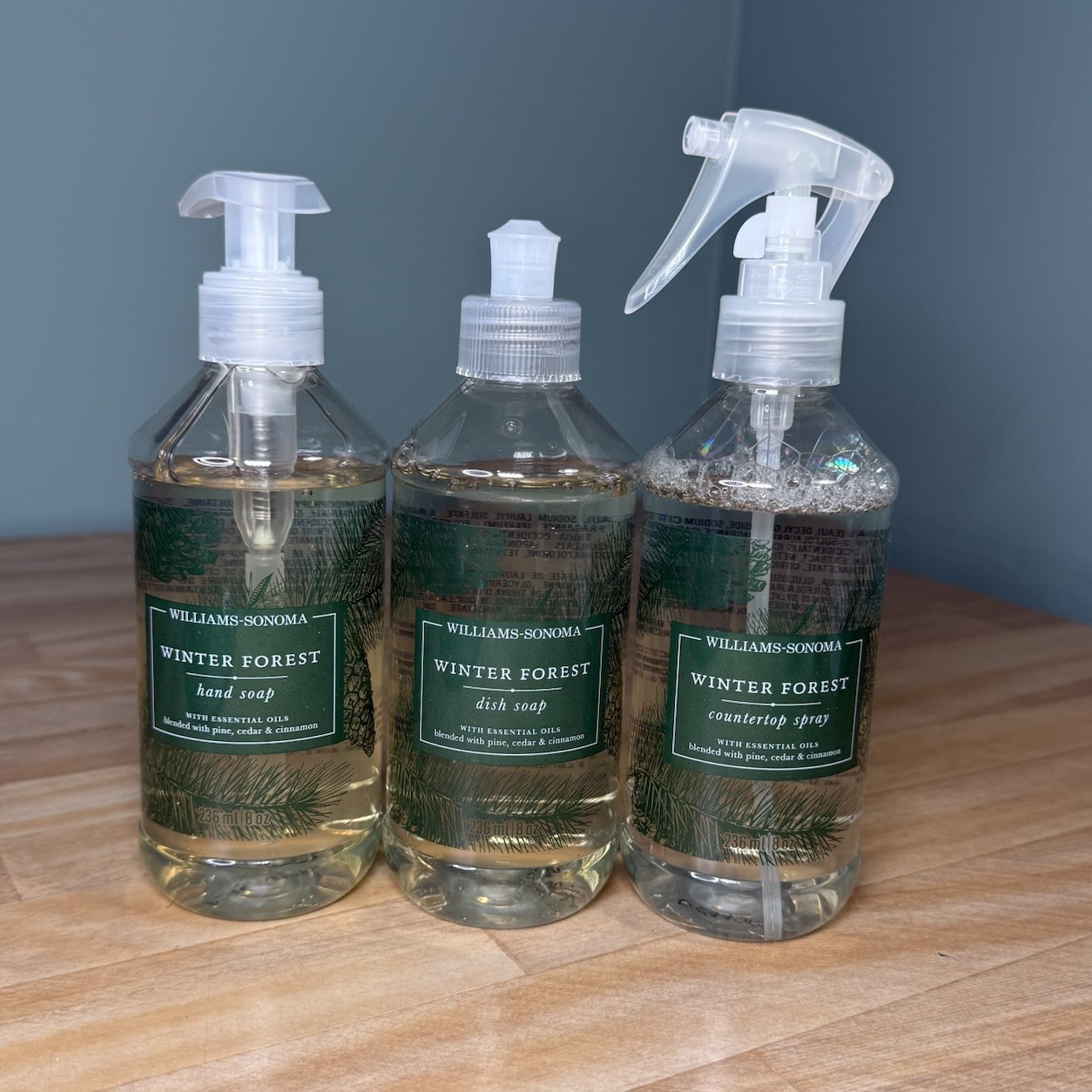 NEW Williams Sonoma Kitchen Essentials Kit WINTER FOREST Hand Dish Soap Spray