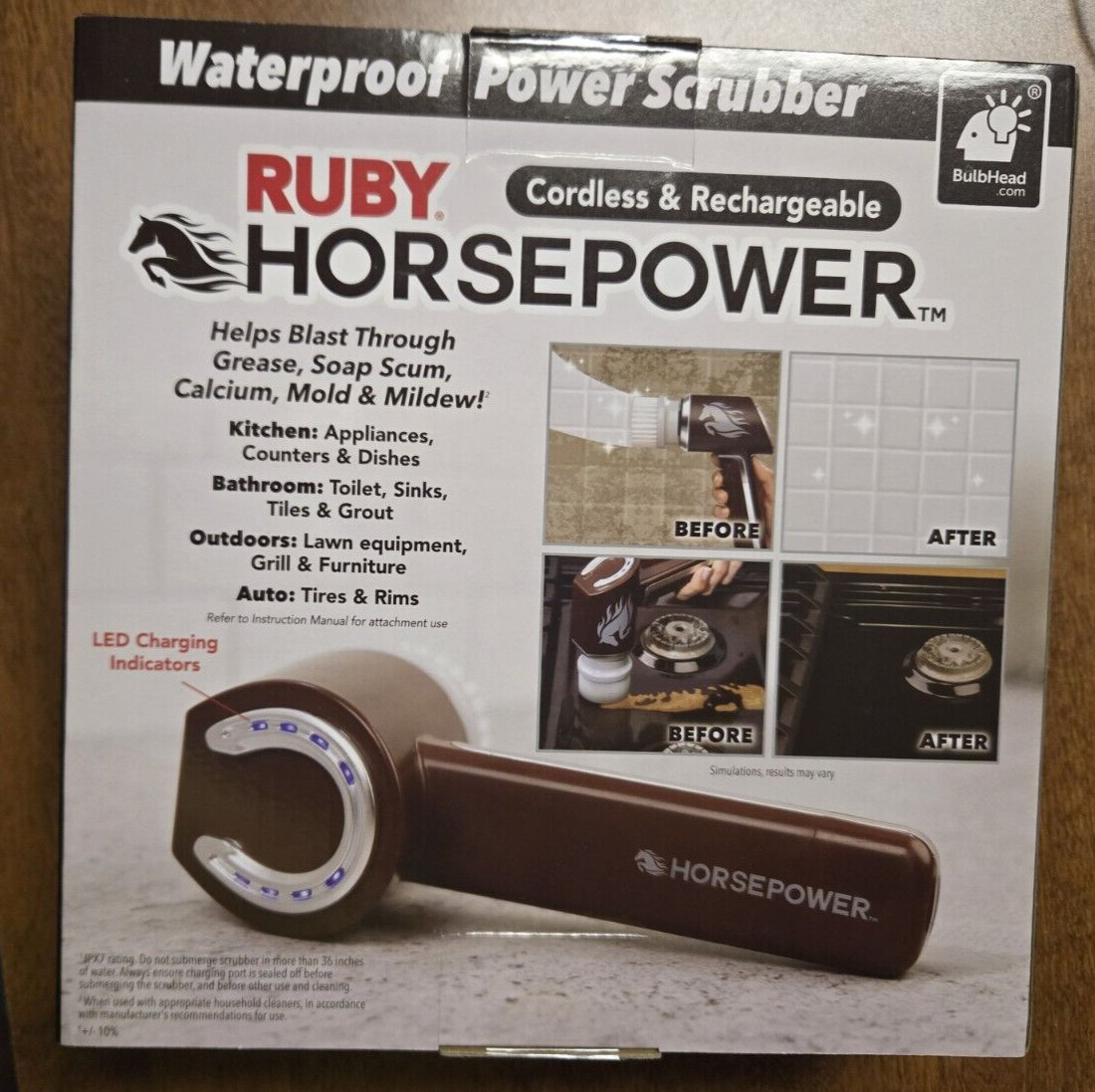 Ruby Horsepower Handheld Cordless Rechargeable Spinning Power Scrubber
