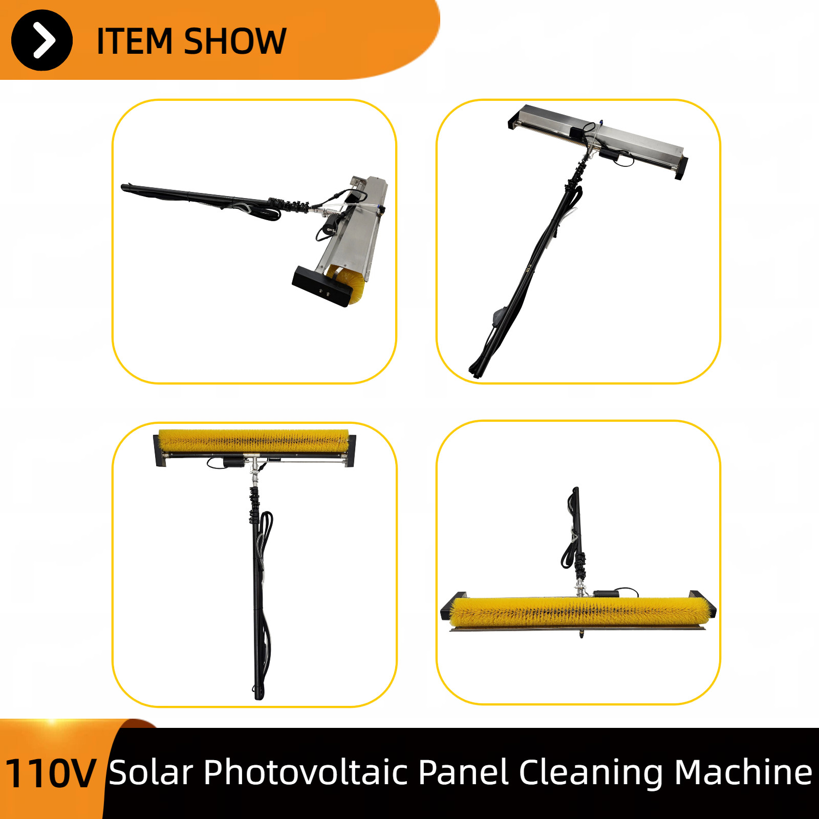 Electric Solar Panel Cleaner 5m Roller Brush Photovoltaic Scrubbing Tool 110V