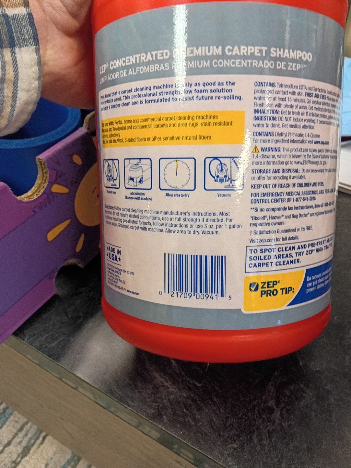 Zep Premium Carpet Cleaner Shampoo – 1 Gallon (Case of 2) ECZUPXC1282