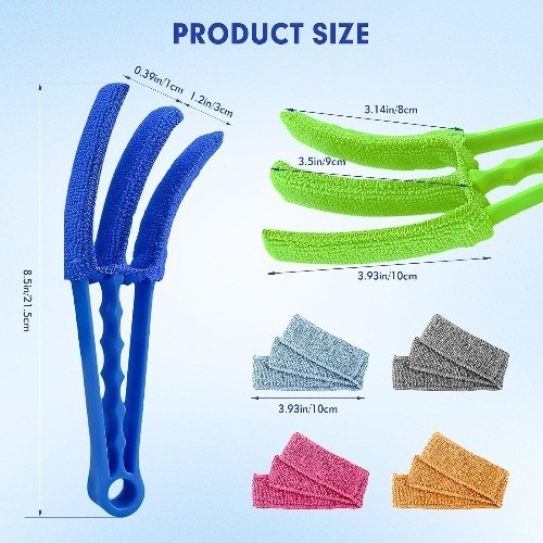 Window Blind Cleaner Duster Brush – 2 Pack with 6 Reusable Microfiber Sleeves fo