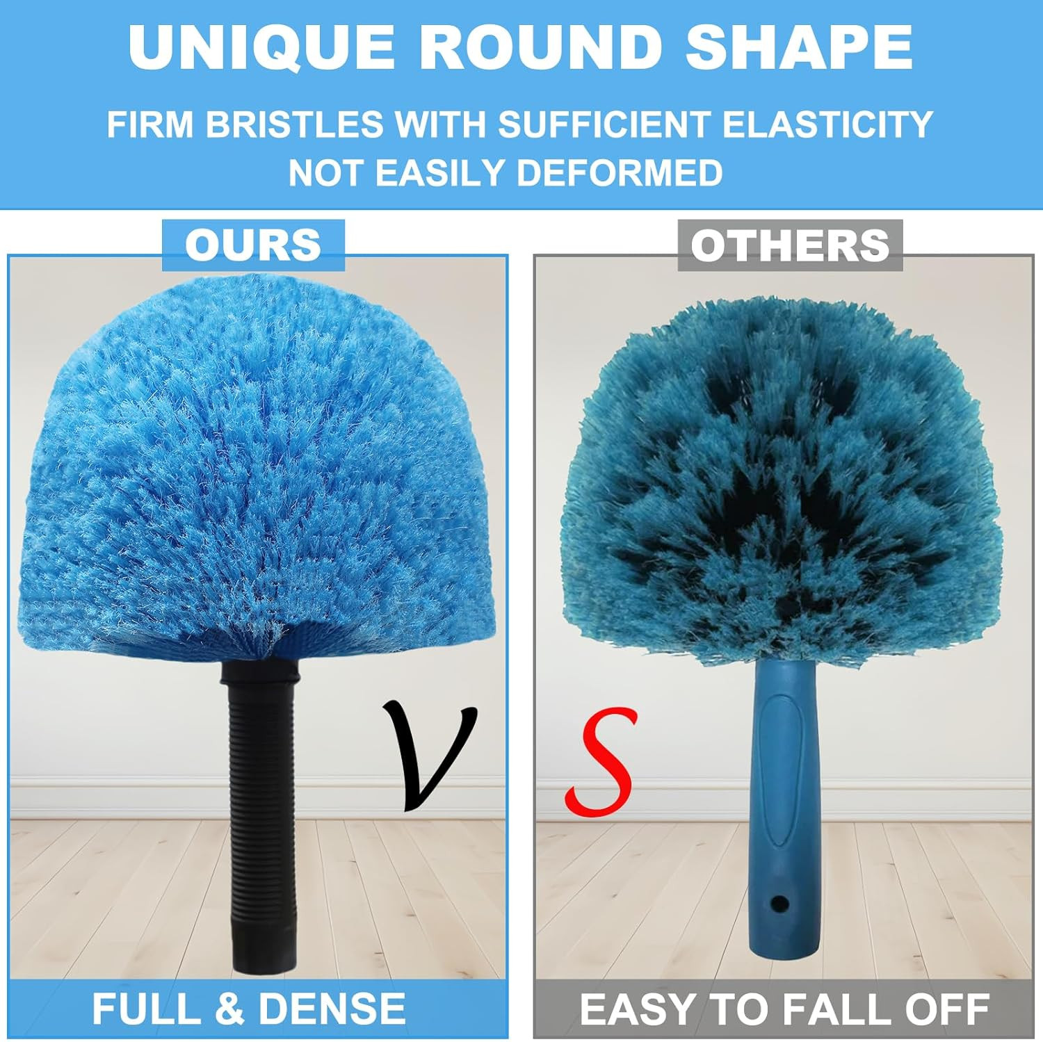 2 Pack Blue Twist-On Cobweb Duster Head Brush – Efficient Indoor & Outdoor Sp…