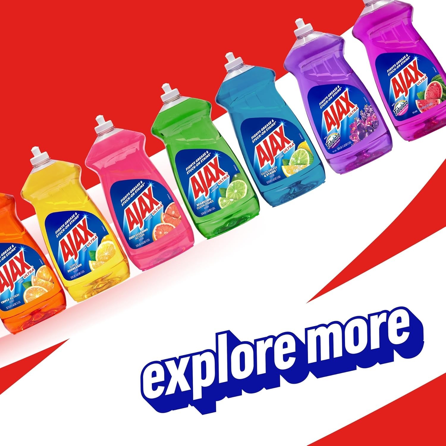 Ajax Ultra Dishwashing Liquid Dish Soap Refill, Vinegar and Lime Scent, 90 fluid