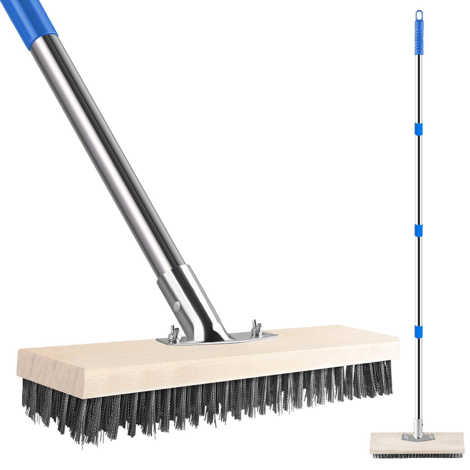Stainless Steel Wire Scrub Brush with 62″ Long Handle,Heavy Duty Stiff Metal …